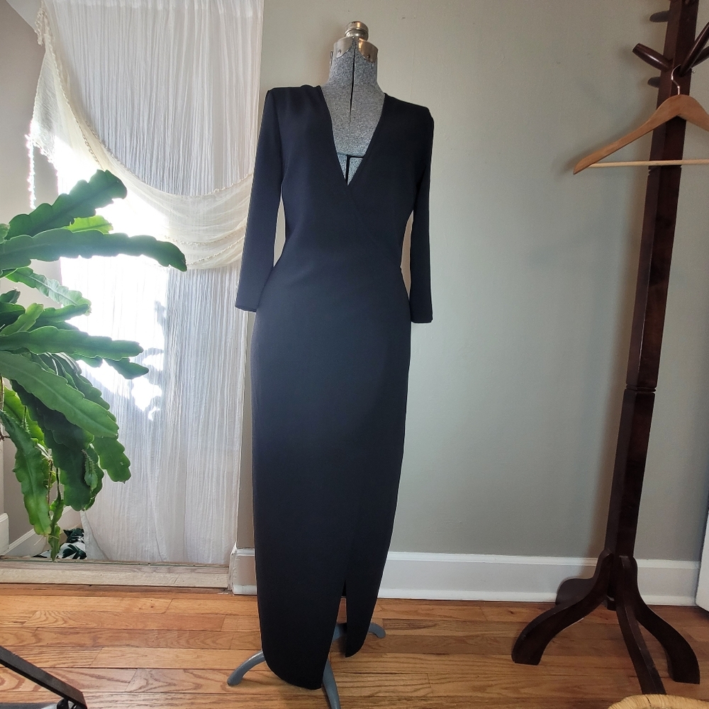 American Apparel Black Tulip Hem Maxi Wrap Dress Size Medium